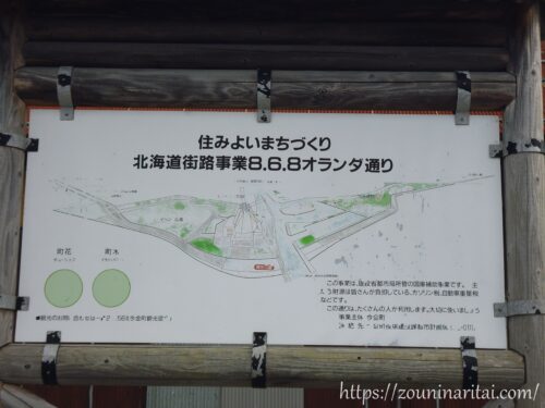 瀬棚線線路跡に作られたオランダ通りの看板