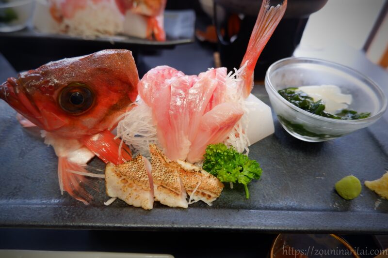 中泊メバル膳のメバルのお刺身