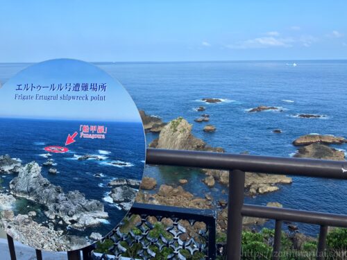 トルコ記念館から見るエルトゥールル号遭難場所
